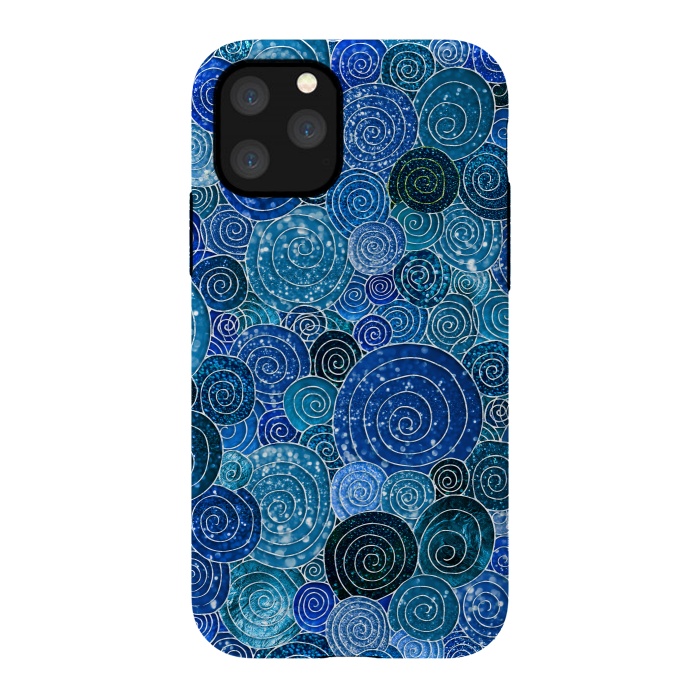 iPhone 11 Pro StrongFit Blue Abstract Metal Dots and Circles by  Utart
