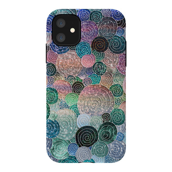 iPhone 11 StrongFit Multicolor Trendy Dots and Circles  by  Utart