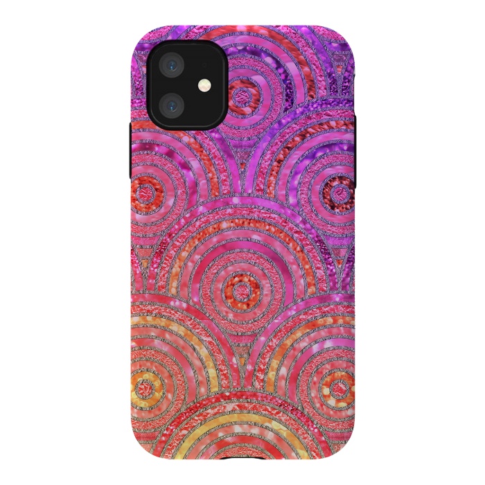 iPhone 11 StrongFit Multicolor Pink Gold Circles  by  Utart