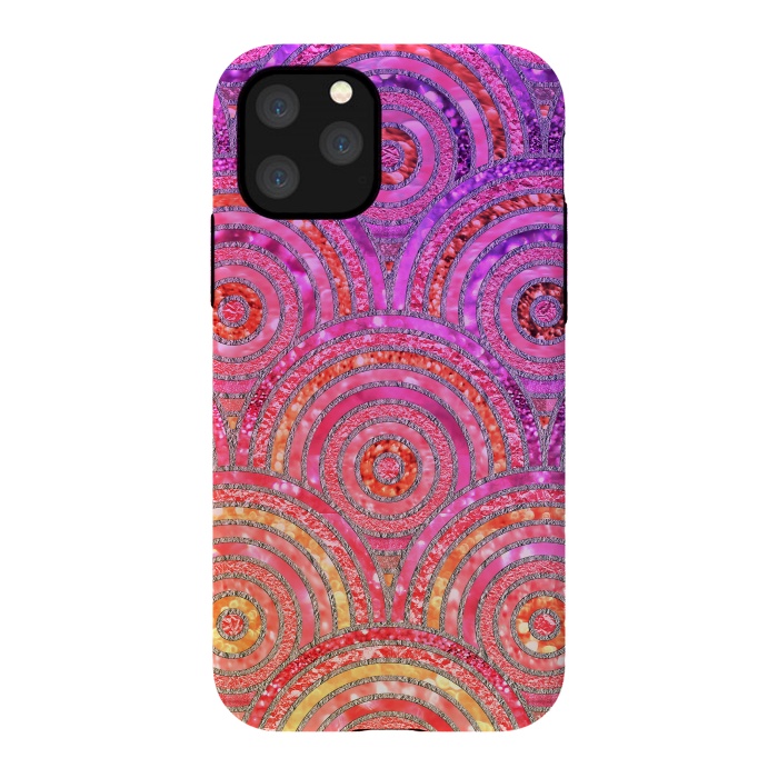 iPhone 11 Pro StrongFit Multicolor Pink Gold Circles  by  Utart
