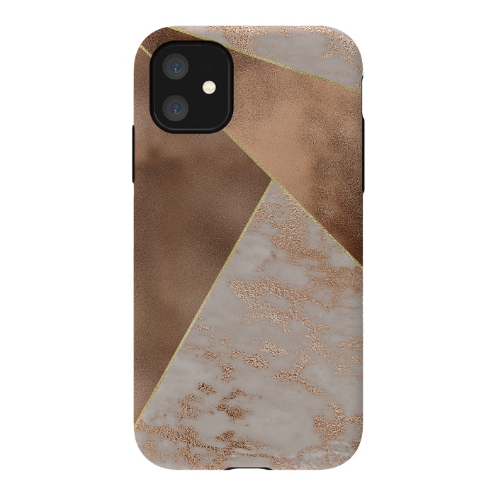 iPhone 11 StrongFit Modern minimalistic Copper Marble Triangles  by  Utart