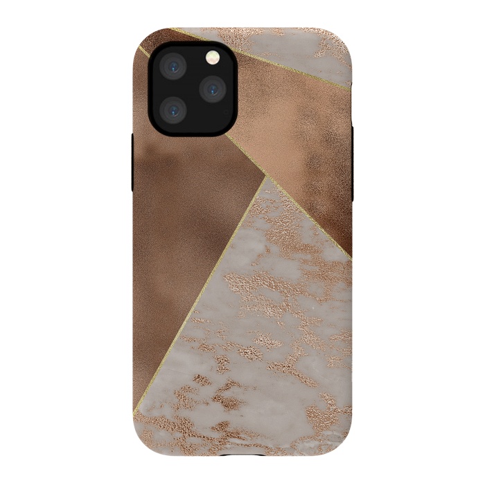 iPhone 11 Pro StrongFit Modern minimalistic Copper Marble Triangles  by  Utart