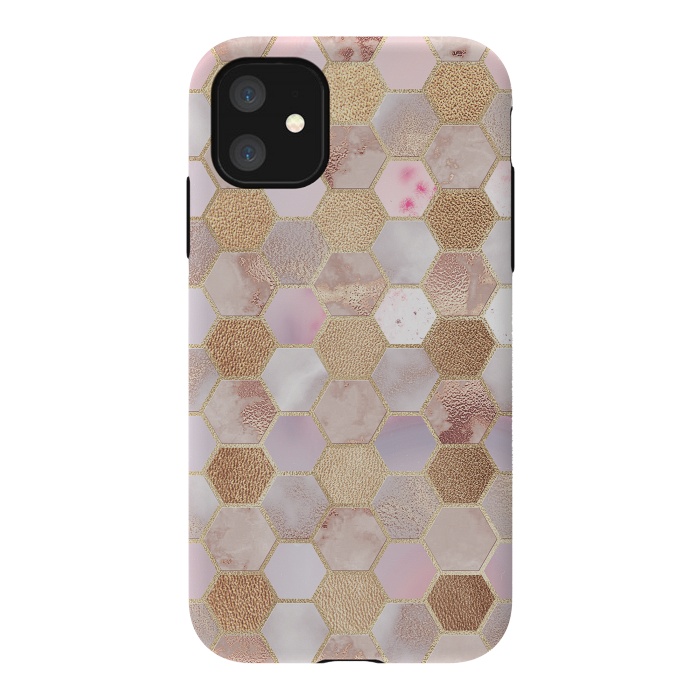 iPhone 11 StrongFit Rose Gold Copper Honeycomb Pattern by  Utart