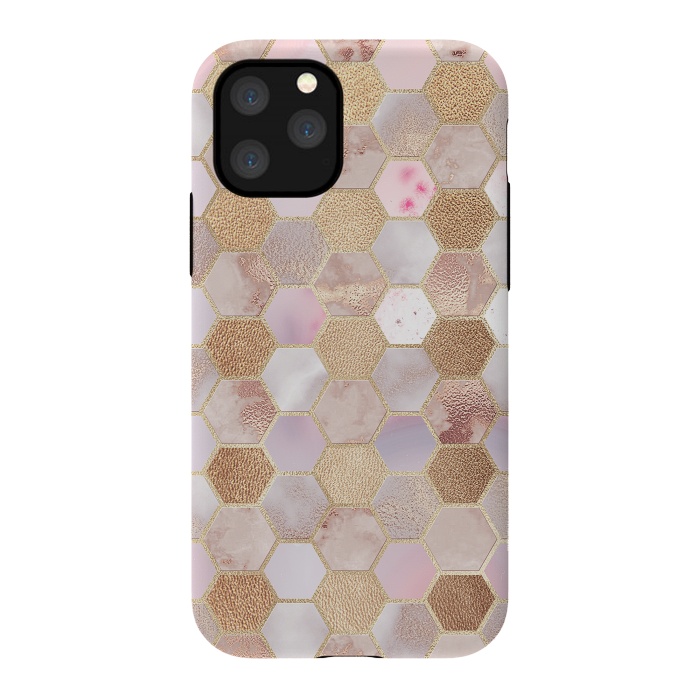 iPhone 11 Pro StrongFit Rose Gold Copper Honeycomb Pattern by  Utart