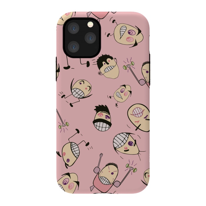 iPhone 11 Pro StrongFit Egg Heads on Pink by Paula Ohreen