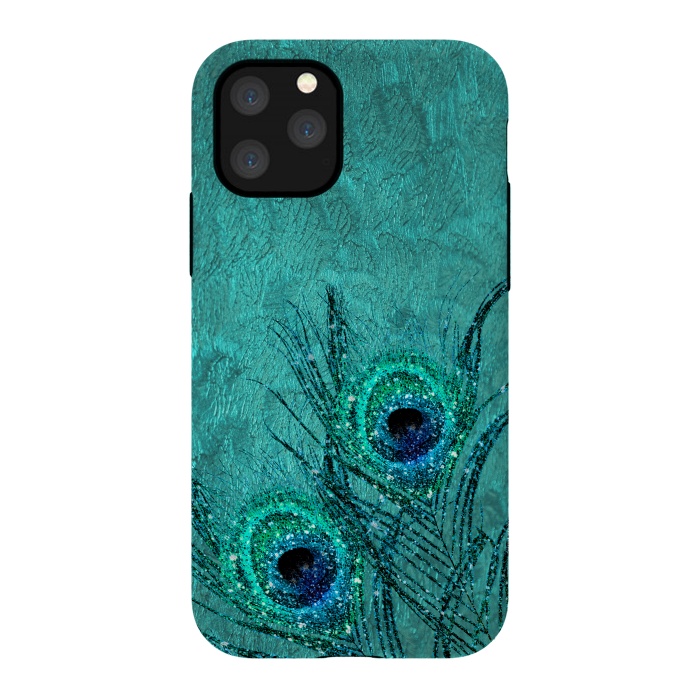 iPhone 11 Pro StrongFit Peacock Sparkle Feathers by  Utart