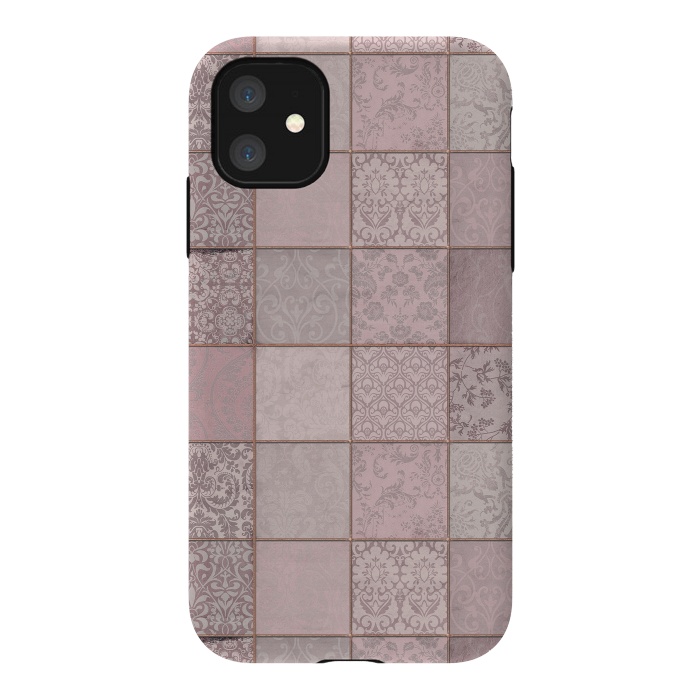 iPhone 11 StrongFit Nostalgic Patchwork Tiles Soft Pink by Andrea Haase
