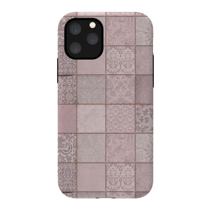 iPhone 11 Pro StrongFit Nostalgic Patchwork Tiles Soft Pink by Andrea Haase
