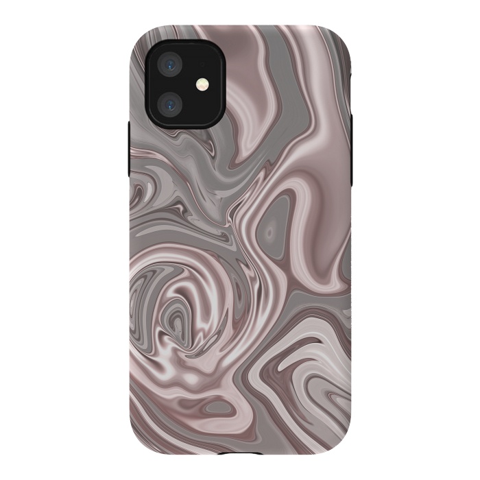 iPhone 11 StrongFit Rose Gold Gray Marbled Paint by Andrea Haase