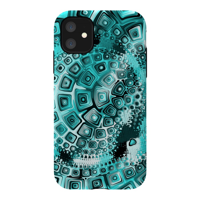 iPhone 11 StrongFit Teal Blue Fractal 2 by Andrea Haase