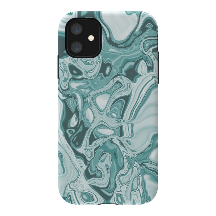 iPhone 11 StrongFit Faux Marble Teal Green 2 by Andrea Haase