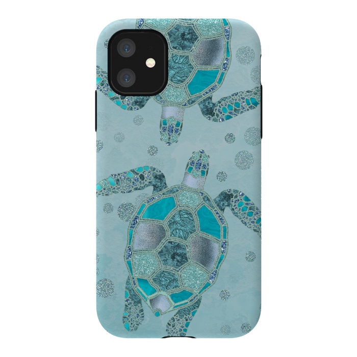 iPhone 11 StrongFit Turquoise Glamour Turtle 2 by Andrea Haase