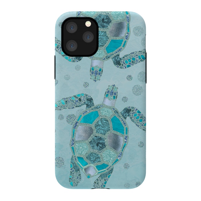 iPhone 11 Pro StrongFit Turquoise Glamour Turtle 2 by Andrea Haase