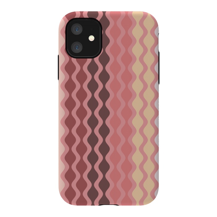 iPhone 11 StrongFit Falling Waves in Pink and Brown by Paula Ohreen