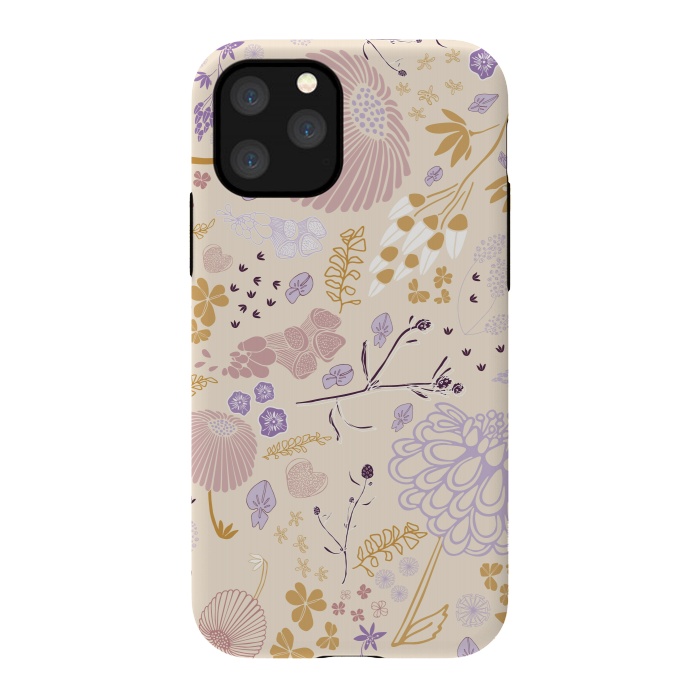 iPhone 11 Pro StrongFit Field of Flowers in Pink, Purple and Mustard by Paula Ohreen