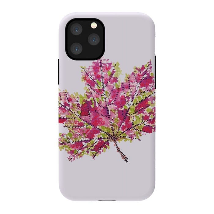 iPhone 11 Pro StrongFit Colorful Watercolor Autumn Leaf by Boriana Giormova