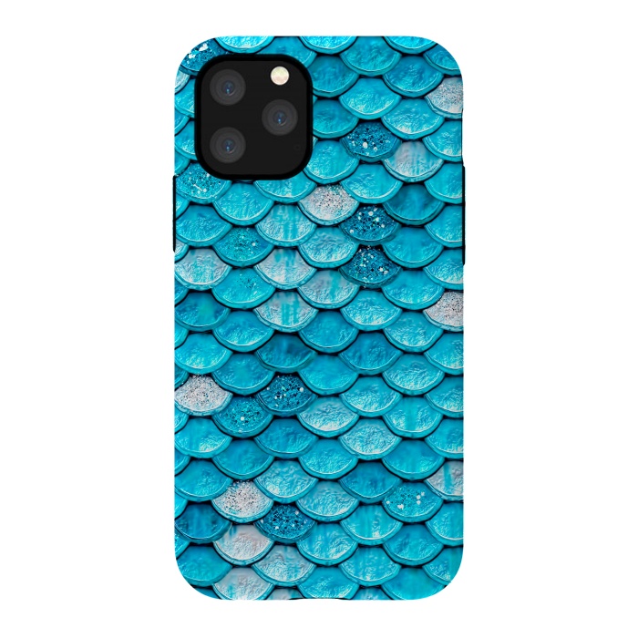 iPhone 11 Pro StrongFit Teal Glitter Metal Mermaid Scales by  Utart