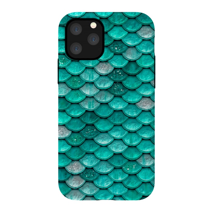iPhone 11 Pro StrongFit Mint Glitter Metal Mermaid Scales by  Utart
