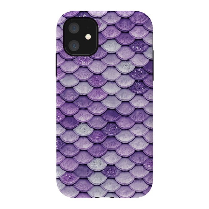 iPhone 11 StrongFit Purple Metal Glitter Mermaid Scales by  Utart