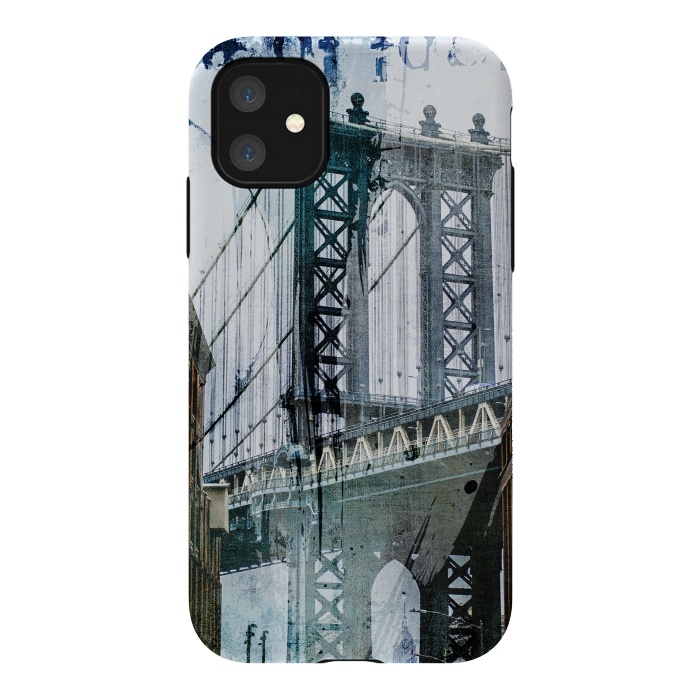 iPhone 11 StrongFit Brooklyn Bridge Grunge Mixed Media Art by Andrea Haase