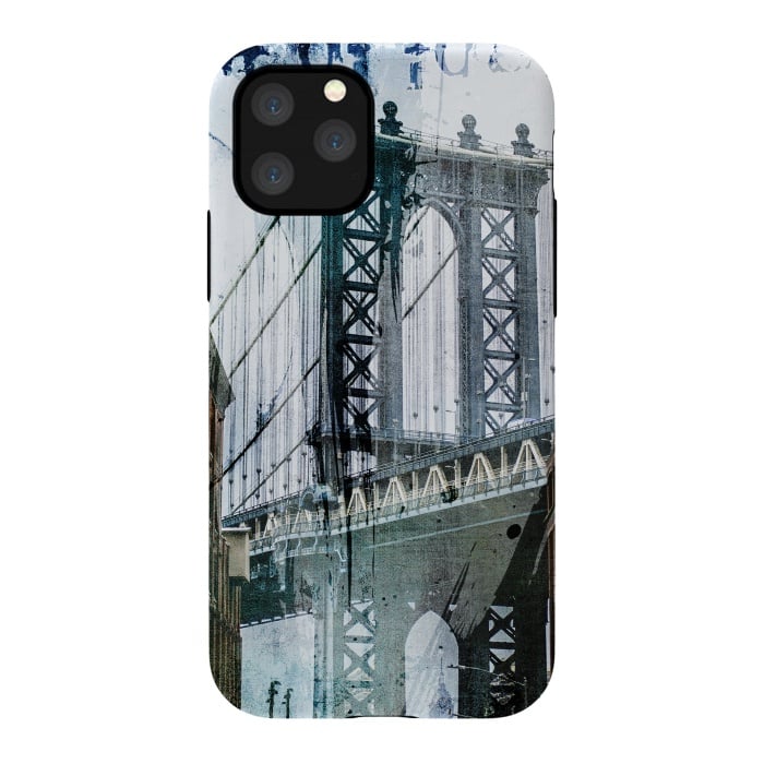 iPhone 11 Pro StrongFit Brooklyn Bridge Grunge Mixed Media Art by Andrea Haase