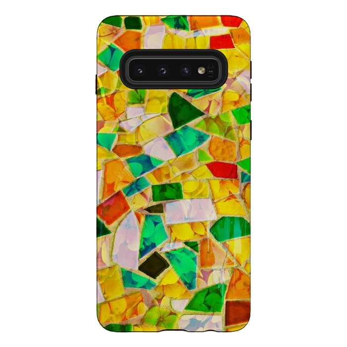 Galaxy S10 StrongFit Yellow glass abstract art painting phone case by Josie