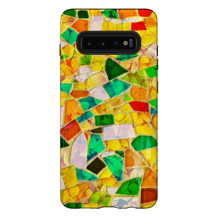 Galaxy S10 plus StrongFit Yellow glass abstract art painting phone case by Josie