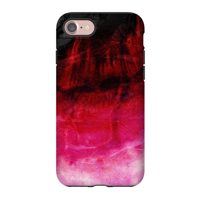 iPhone 7 StrongFit Red pink paint strokes abstract phonecase by Josie
