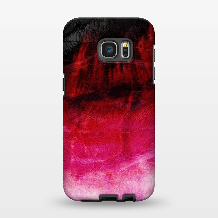 Galaxy S7 EDGE StrongFit Red pink paint strokes abstract phonecase by Josie