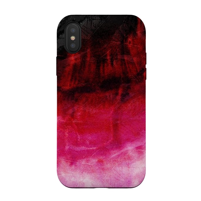 iPhone Xs / X StrongFit Red pink paint strokes abstract phonecase by Josie