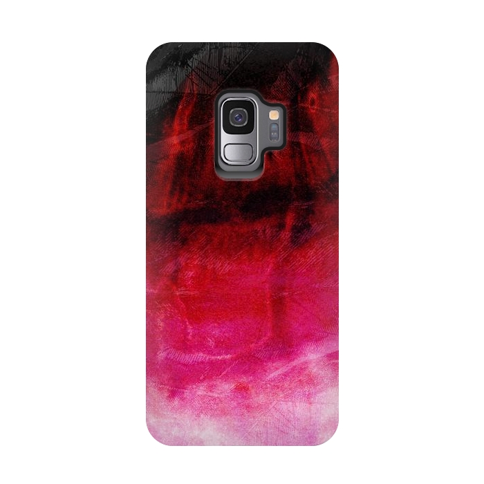 Galaxy S9 StrongFit Red pink paint strokes abstract phonecase by Josie