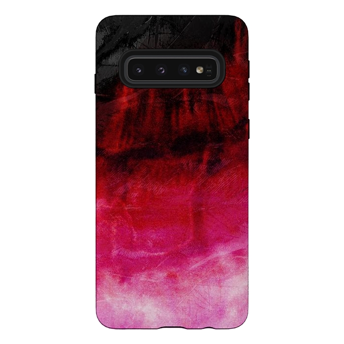 Galaxy S10 StrongFit Red pink paint strokes abstract phonecase by Josie