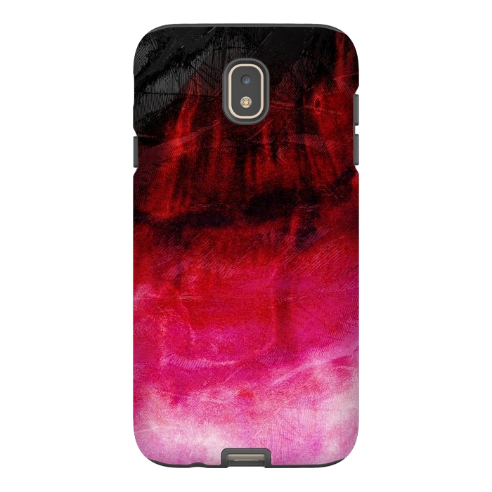 Galaxy J7 StrongFit Red pink paint strokes abstract phonecase by Josie