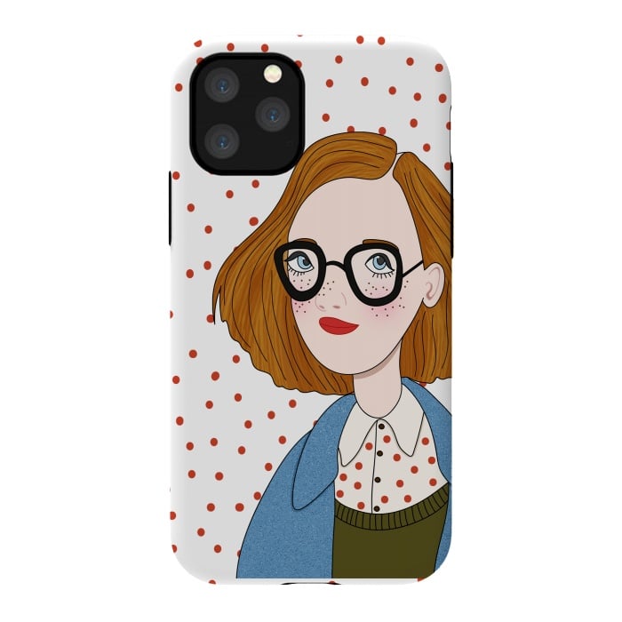 iPhone 11 Pro StrongFit Trendy Fashion Girl with Red Polka Dots by DaDo ART