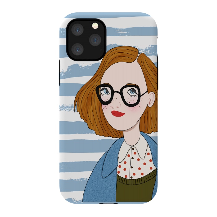 iPhone 11 Pro StrongFit Fashion Girl and Blue  Stripes  by DaDo ART