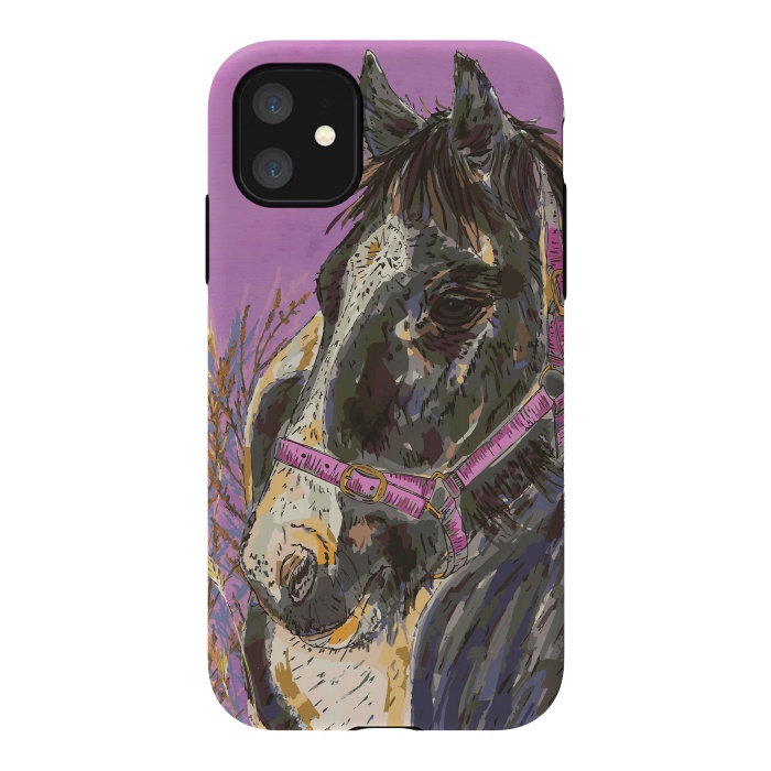 iPhone 11 StrongFit Black and White Horse by Lotti Brown