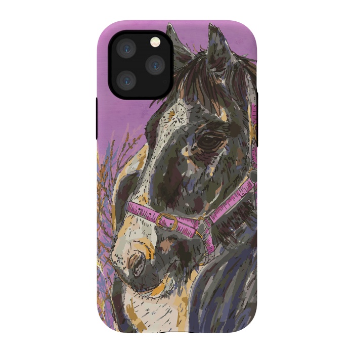 iPhone 11 Pro StrongFit Black and White Horse by Lotti Brown