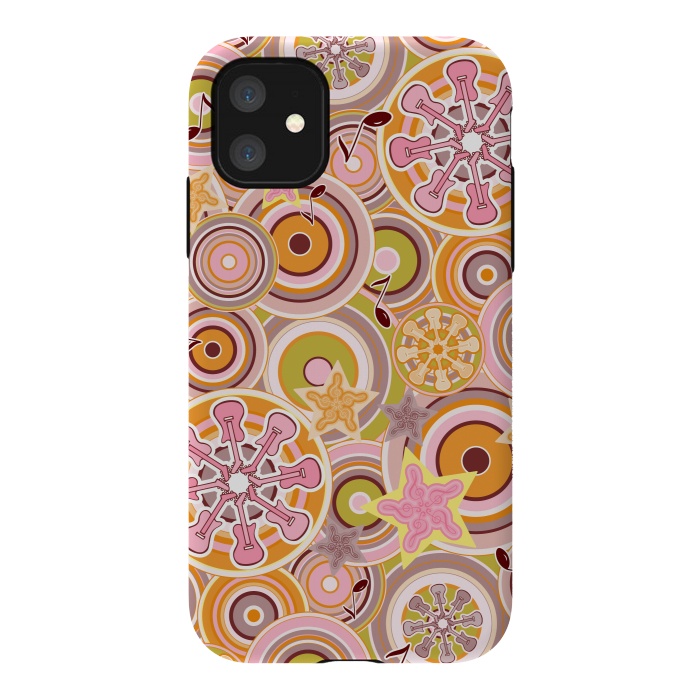 iPhone 11 StrongFit Glam Boho Rock in Pink and Orange by Paula Ohreen