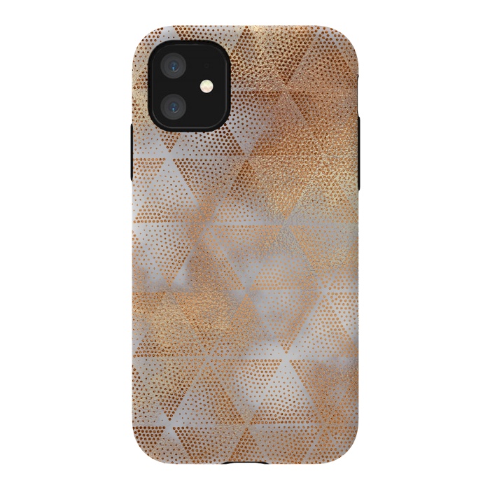 iPhone 11 StrongFit Rose Gold Marble Triangle Pattern by  Utart