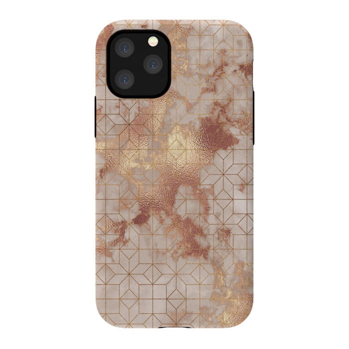 iPhone 11 Pro StrongFit Simply Minimalistic  Rose Gold Shapes Marble Pattern by  Utart