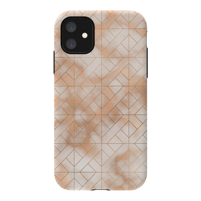 iPhone 11 StrongFit Modern Quadrangle Shapes Rose Gold Marble Pattern by  Utart