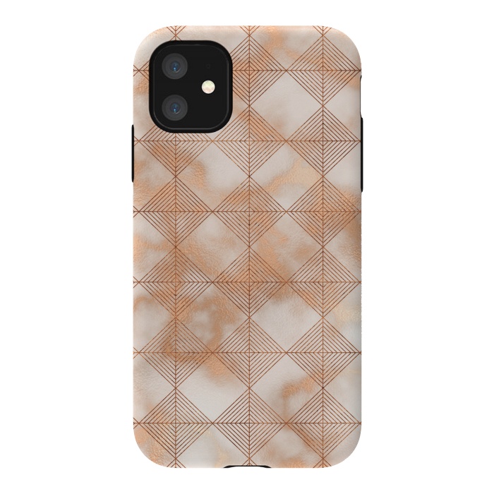 iPhone 11 StrongFit Abstract Minimalistic Rose Gold Marble Quadrangles  by  Utart