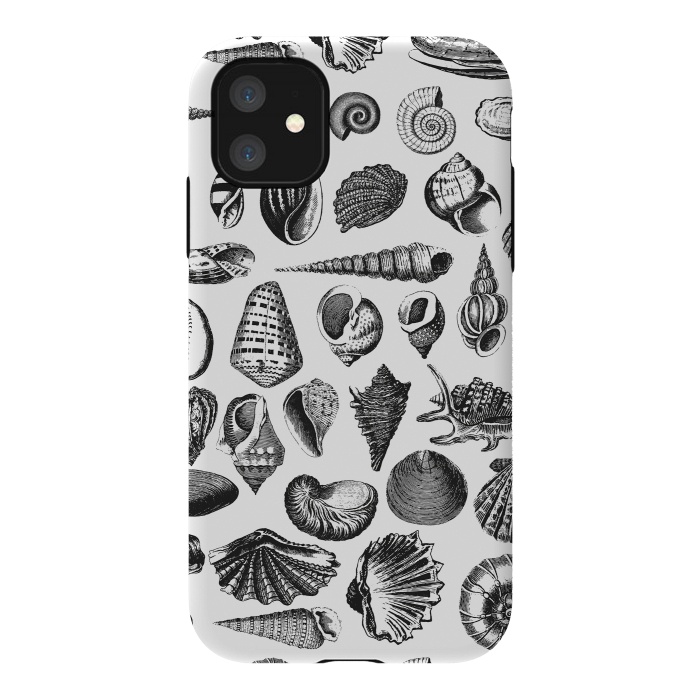 iPhone 11 StrongFit Vintage Seashell Collection Black And White by Andrea Haase