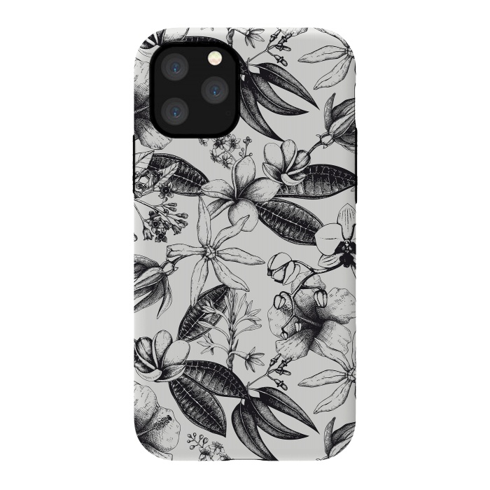 iPhone 11 Pro StrongFit Black And White Exotic Flower Pattern by Andrea Haase