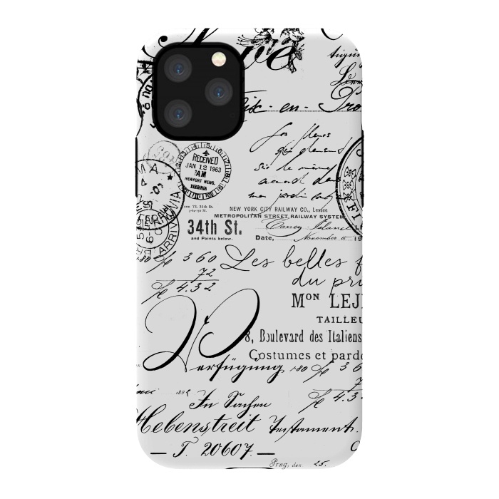 iPhone 11 Pro StrongFit Black And White Nostalgic Handwriting by Andrea Haase