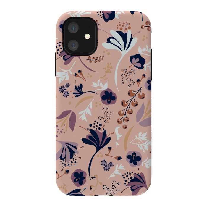 iPhone 11 StrongFit Beautiful Blooms on Salmon Pink by Paula Ohreen