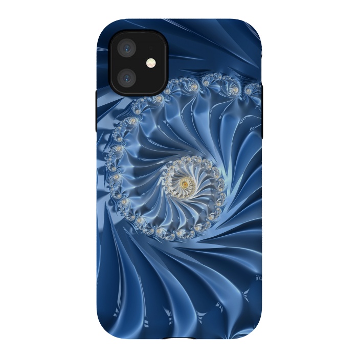 iPhone 11 StrongFit Glamorous Blue Fractal by Andrea Haase