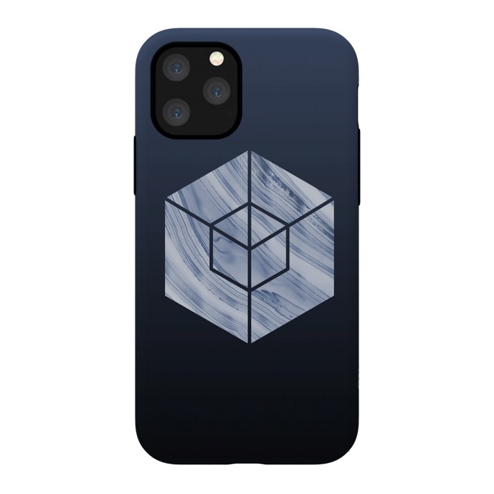 iPhone 11 Pro StrongFit Marbled Hexagon In Shades Of Blue by Andrea Haase