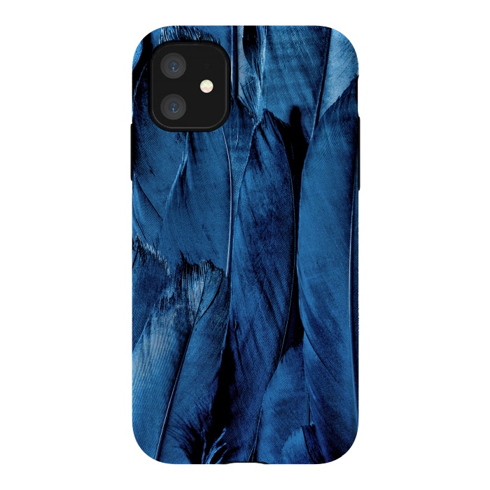 iPhone 11 StrongFit Dark Blue Feathers by Andrea Haase
