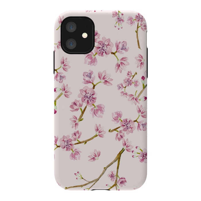 iPhone 11 StrongFit Pink Spring Cherry Blossom Pattern by  Utart